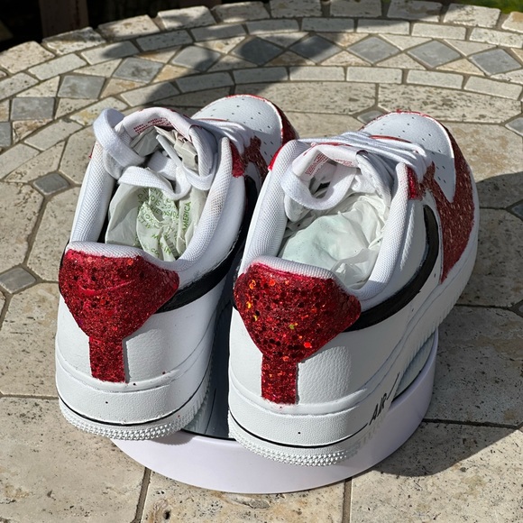 Custom Bling Air Force 1 Sneakers, Glitter Red Bottoms Shoes Women Shoes - Picture 4 of 5